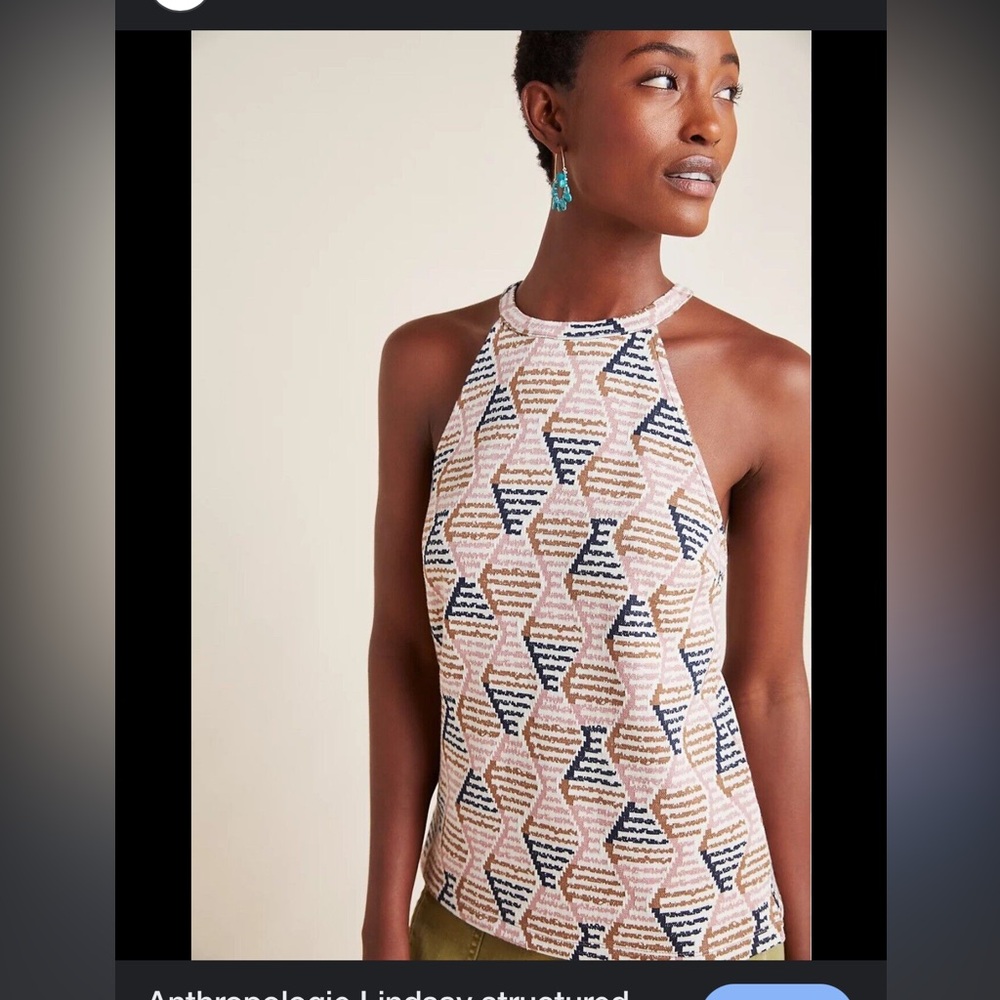 Anthropologie Lindsay structured halter top Small retro pattern geometric cute